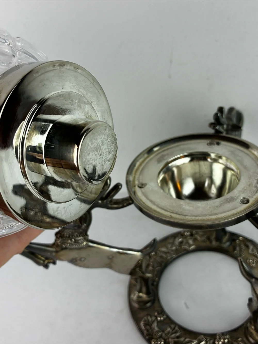 Godinger Vintage 1980’s Silver Plated Reindeer Hurricane Candleholder